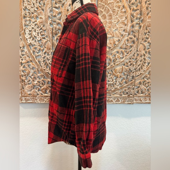 Love Notes Red/Black Plaid Shirt Jacket- size S (oversized S) - Picture 4 of 11